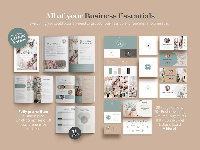 A real Life Coaching Kit business essentials page, shown as paperwork context only and not as insurance coverage