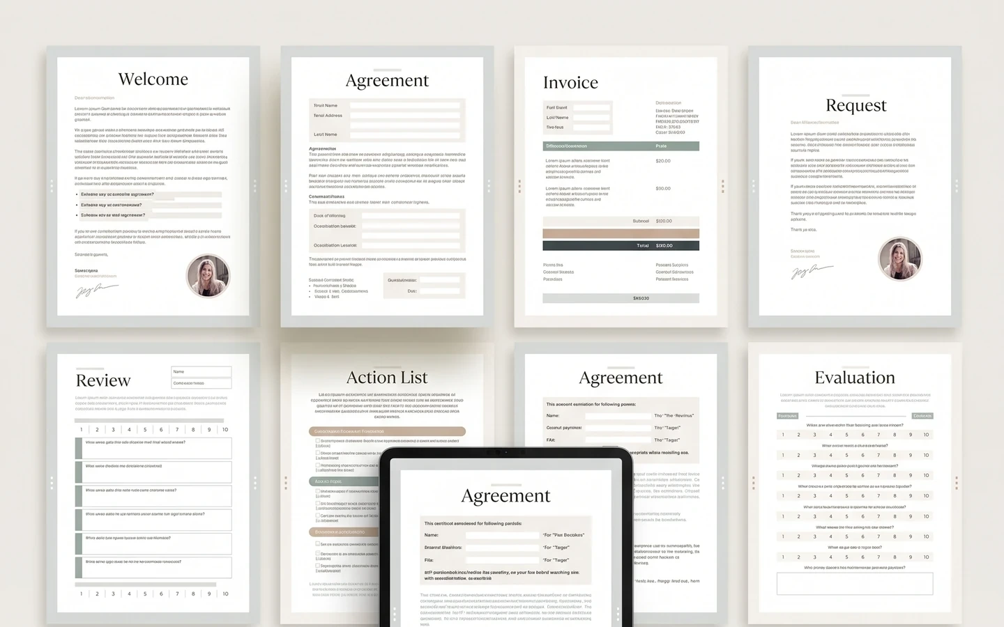 Life Coaching Kit client forms and onboarding pages in one matching design