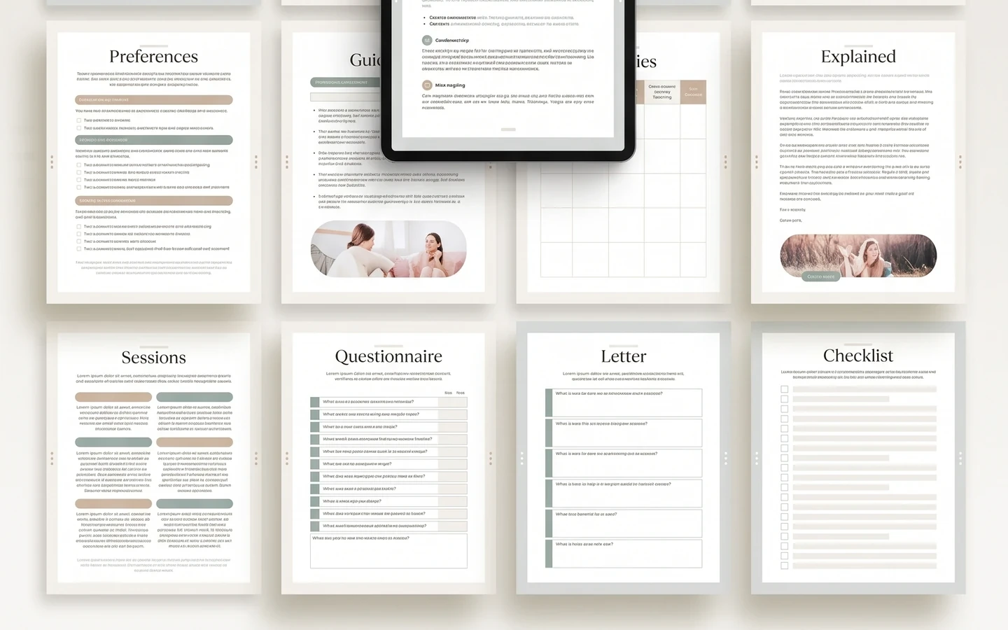 Life Coaching Kit client onboarding questionnaire page, editable in Canva